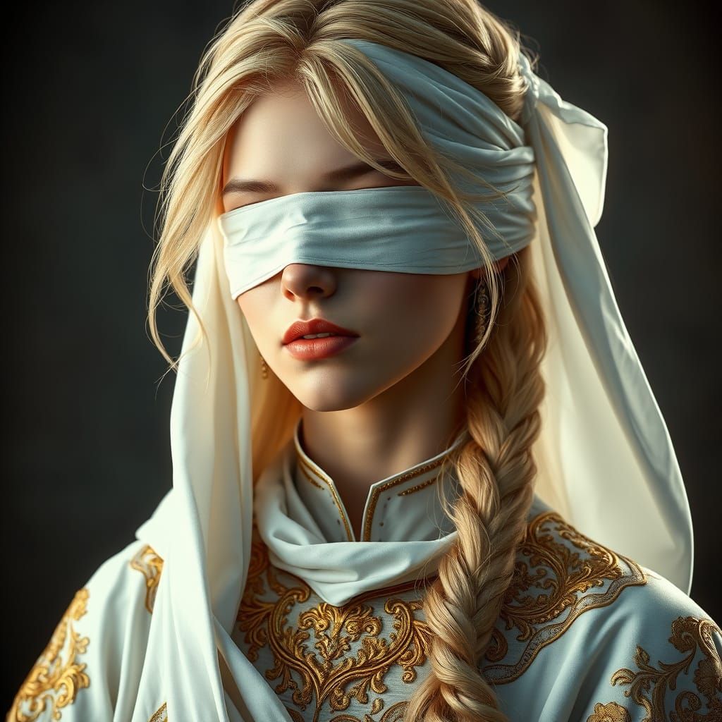 Ethereal Cleric Maiden in Ornate Medieval Attire