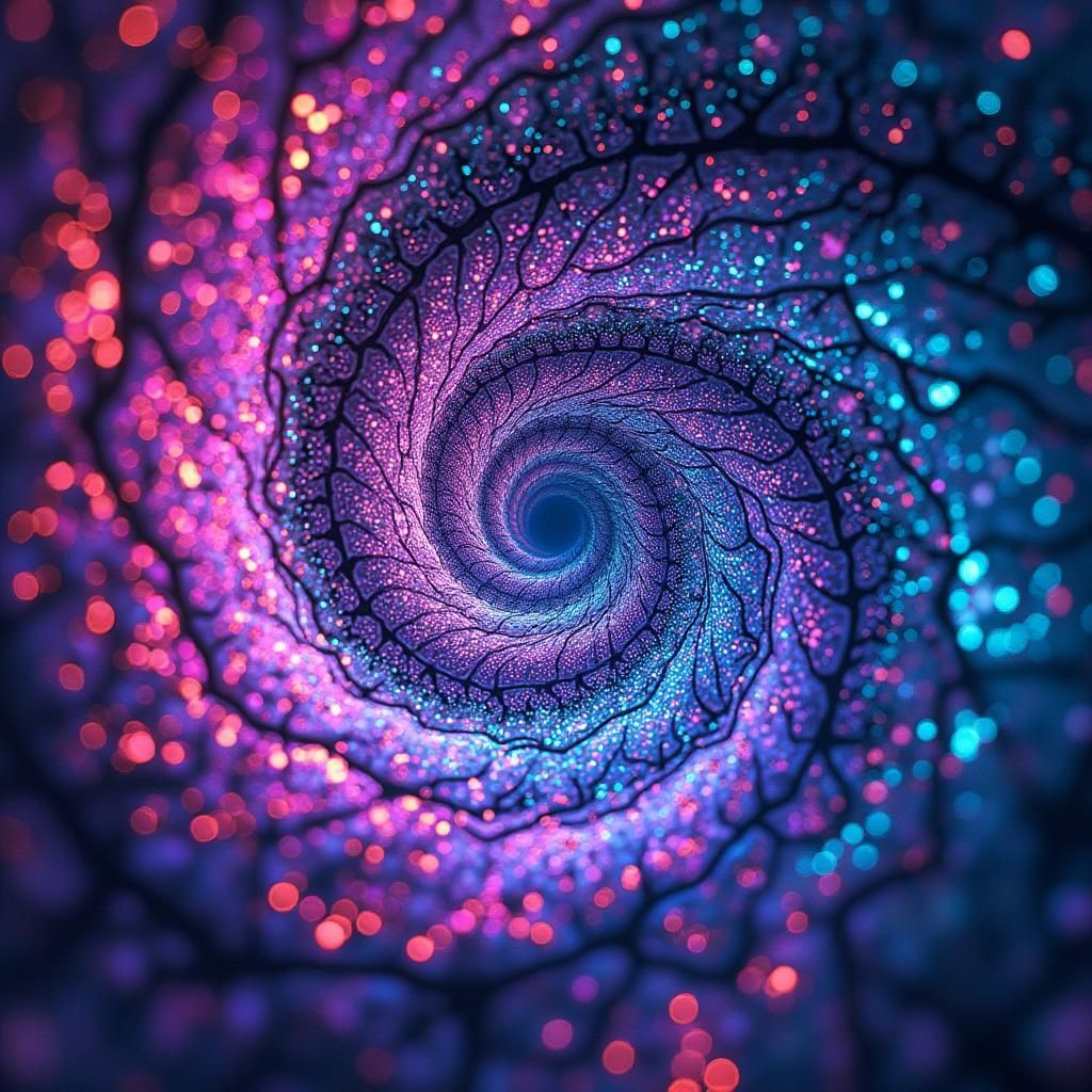 Psychedelic Neon Particle Art with Vibrant Fractals