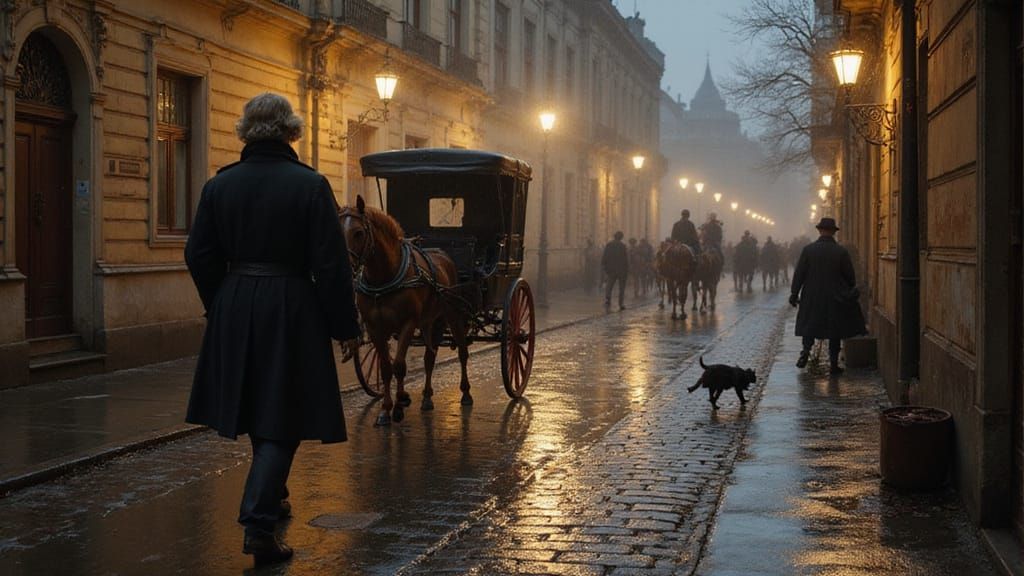 Beethoven in 18th Century Vienna Oil Painting