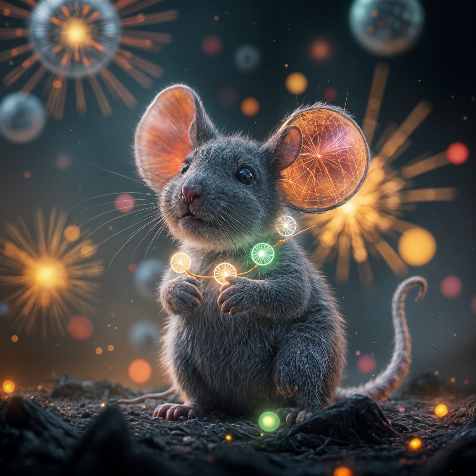 Surreal Mouse in a Magical Disco Realm