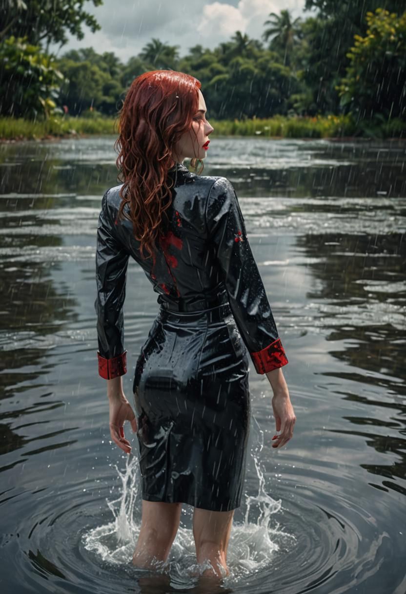 Glamorous Woman in Wet Skirt-Suit: Fantasy Concept Art