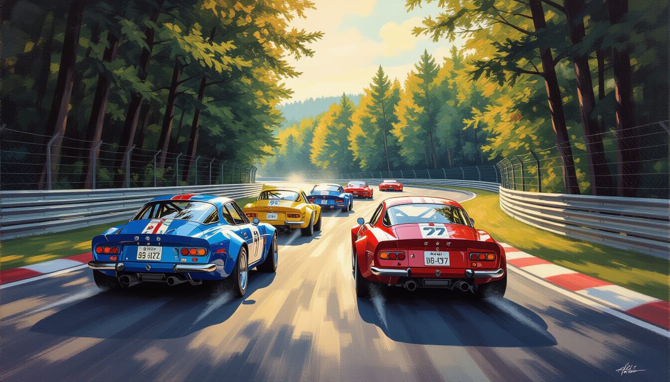 1972 Alpine A110 Racing at Spa, Acrylic Art