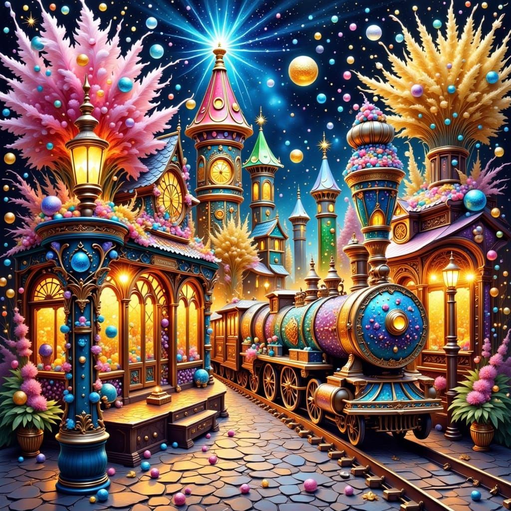 Vintage Train Station of Candy and Cookies