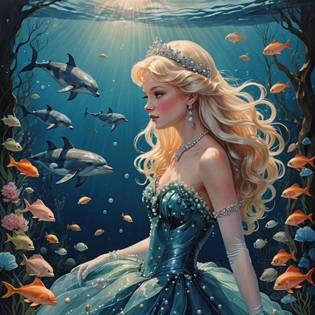Dolphin in Ball Gown with Pearls