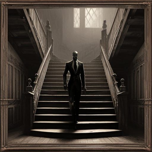 Sinister Figure Descends in a Haunting Mixed Media Masterpie...