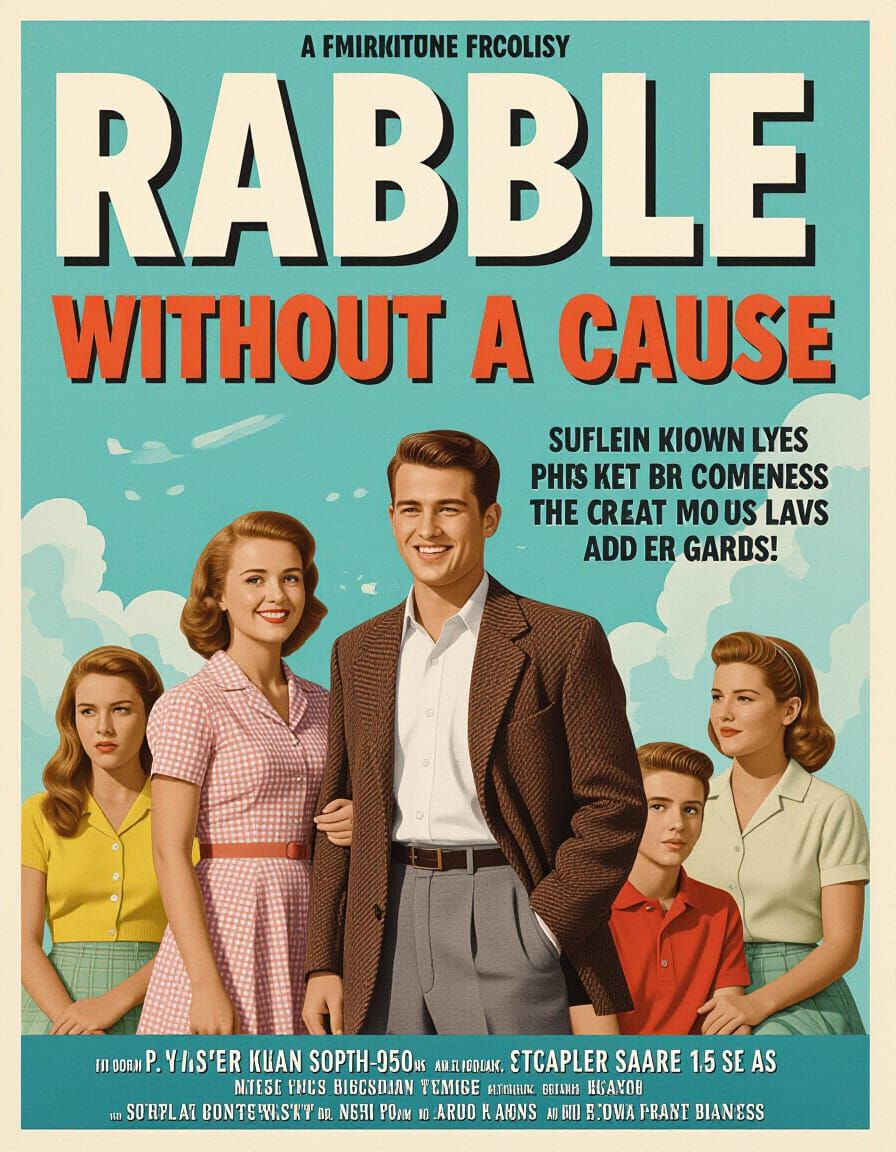 Imaginary 1950s Teen Drama Film Poster