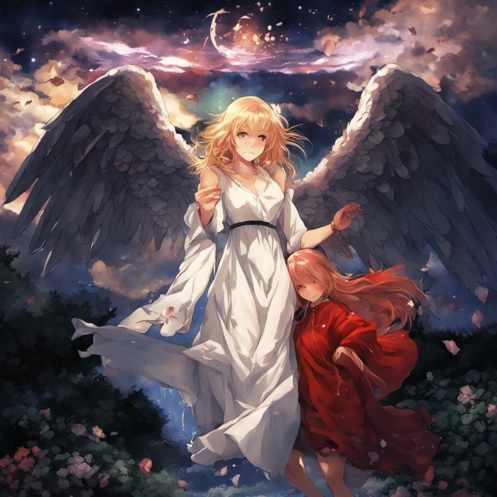 Anime Angel Guides a Girl