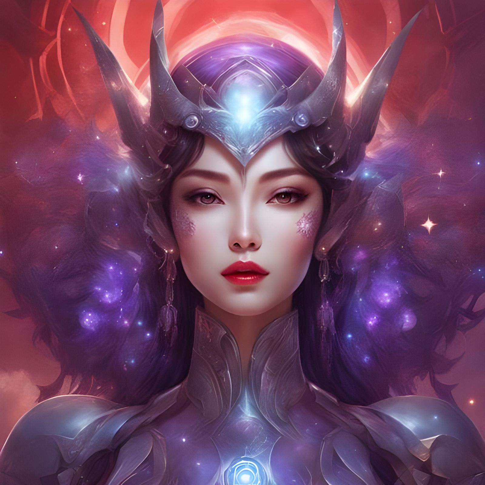 Attractive Asian Robot Gazing at Sky in Futuristic Style