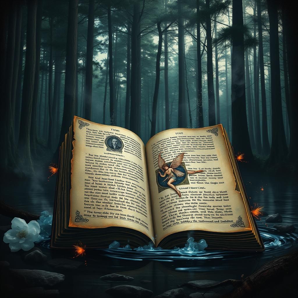 Eerie Ritual Book in Tenebrism Matte Painting Style