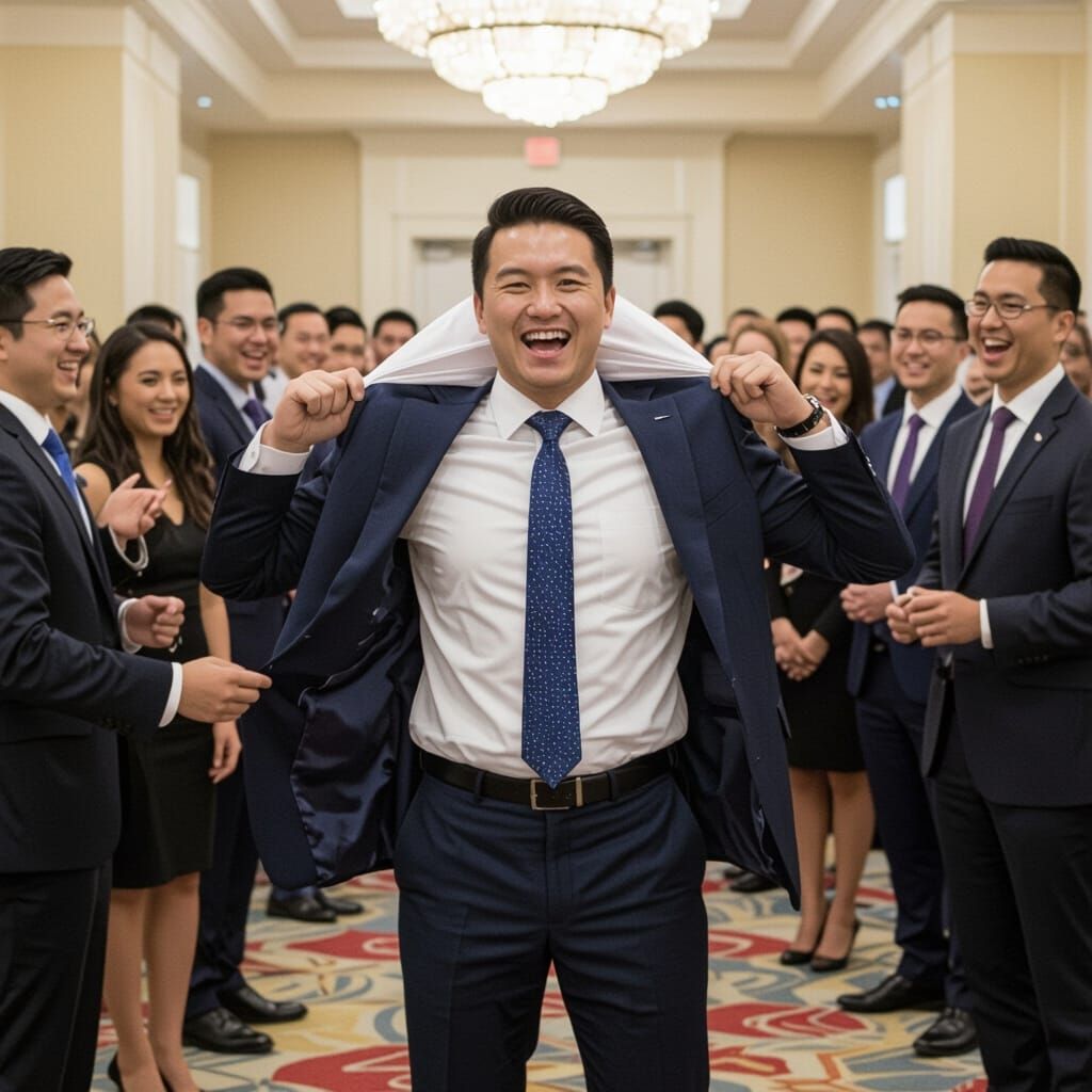 Humorous Corporate Prank in Rockwell-esque Style