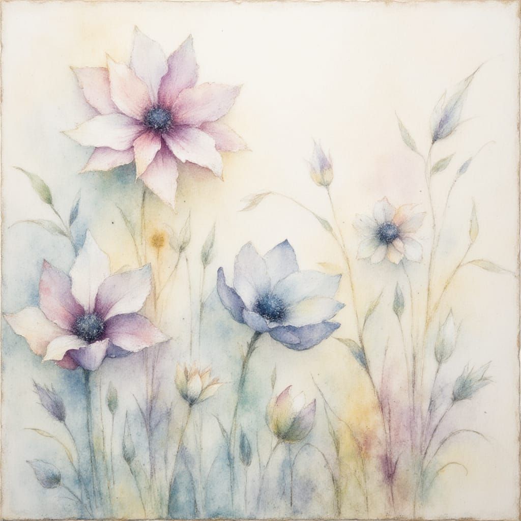 Abstract Watercolor with Encaustic and Transparency