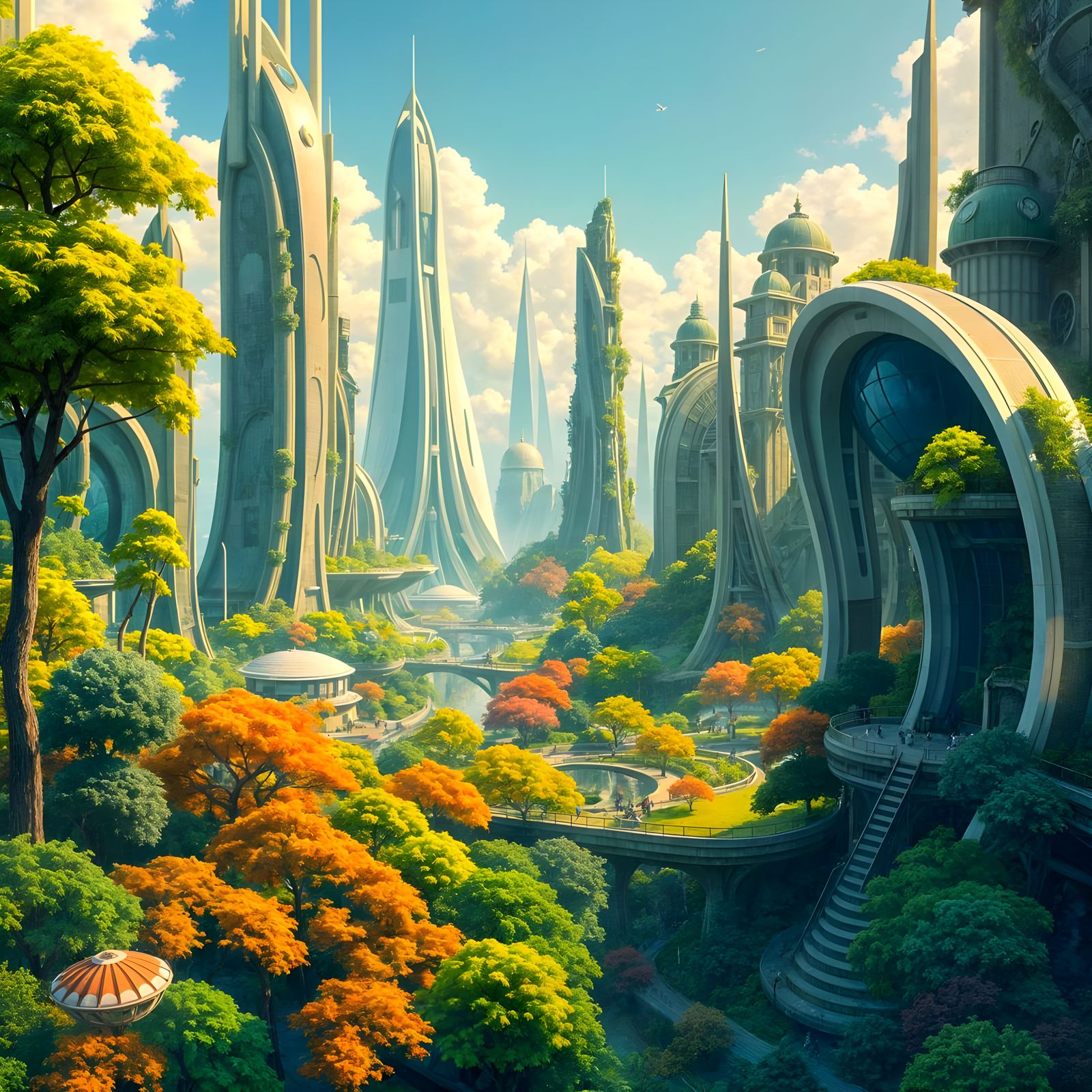 Vibrant Solarpunk Cityscape