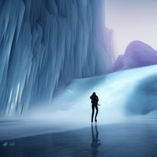 Woman Walks Through Ice Wall: Fantasy Concept Art
