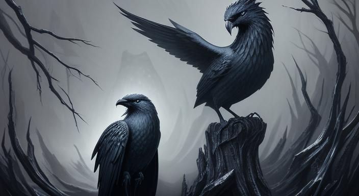 Raven Whisper: Dark Fantasy Art Inspired by Beksiński