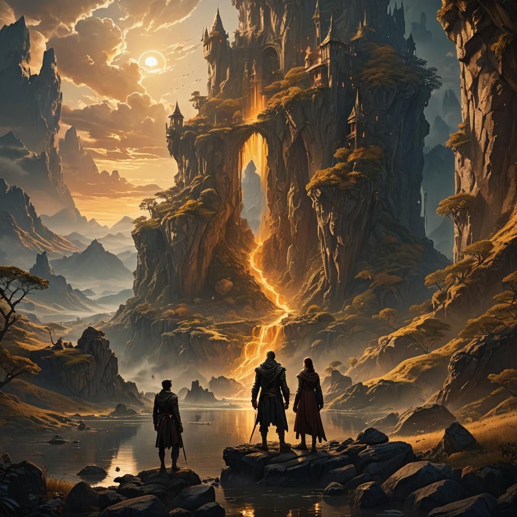 Fantasy Figures in Dramatic Light: Matte Painting