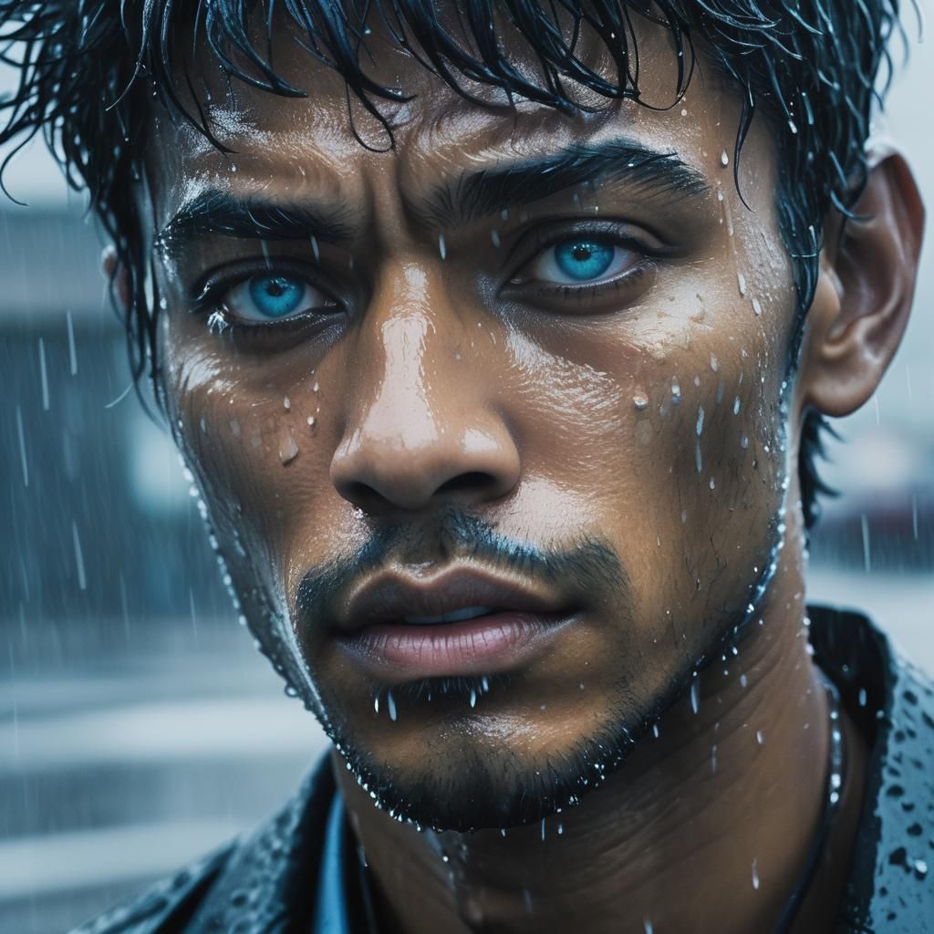 Gritty Film Noir Portrait in a Rainy Harbor