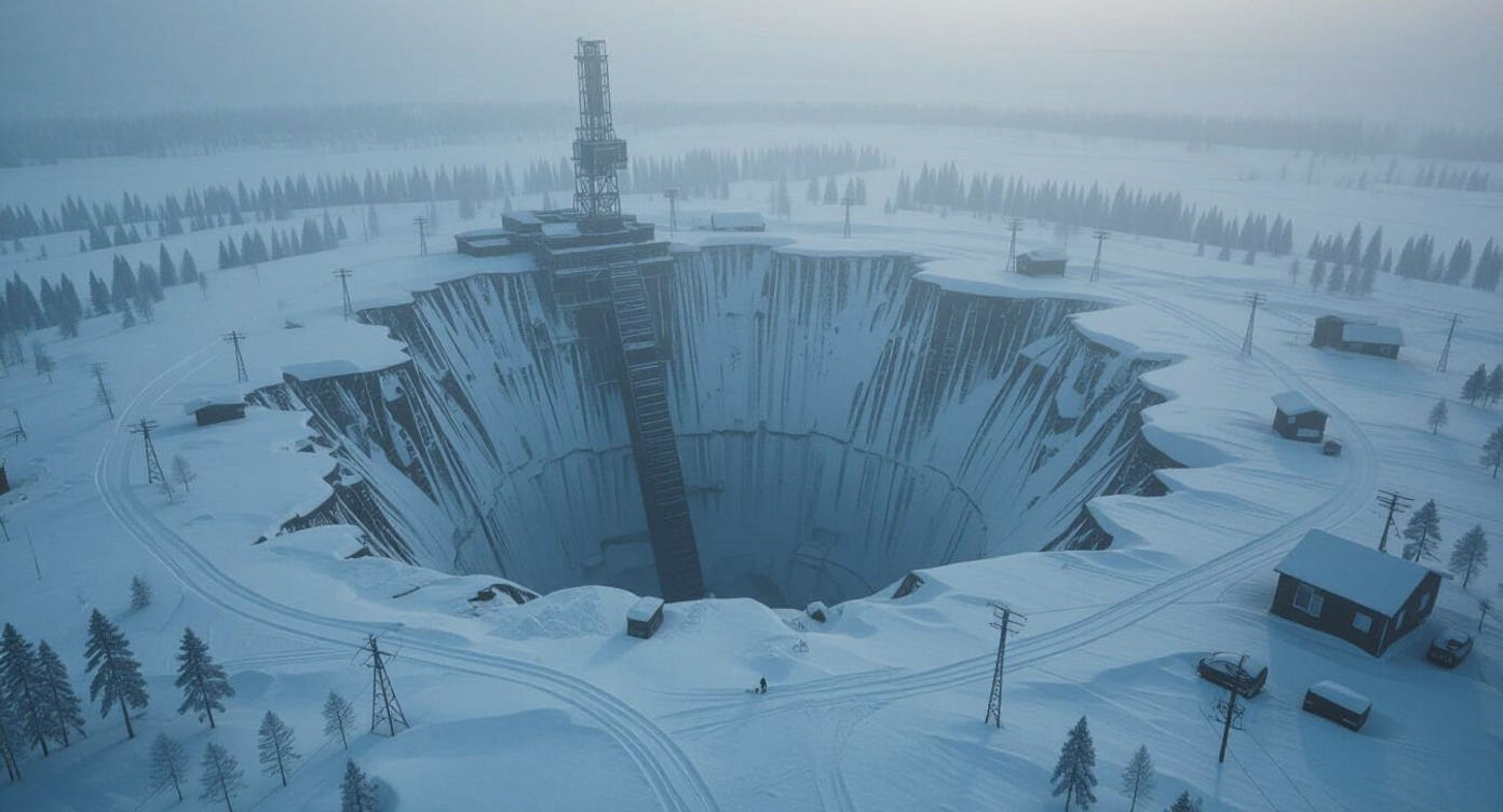 Eerie Siberian Drilling Hole in Cinematic Style