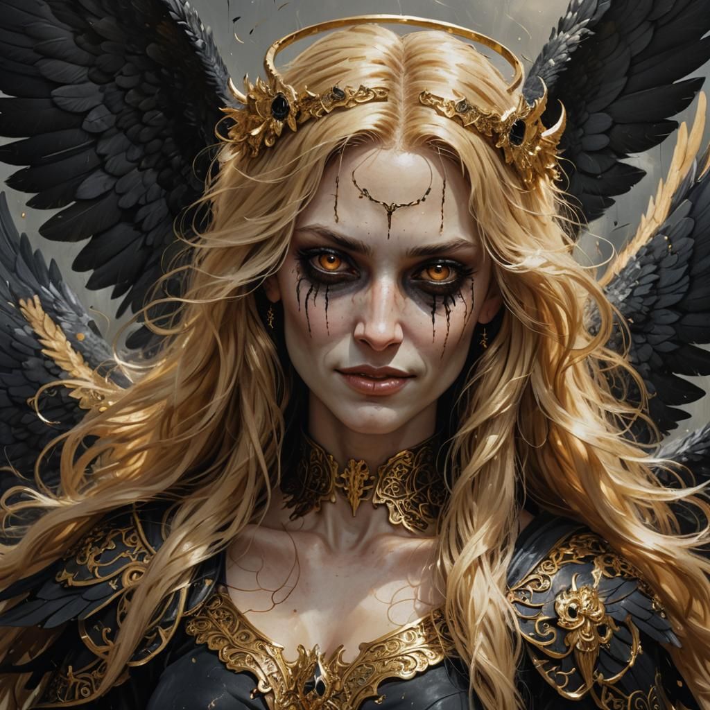 Fallen Angel with Black Wings