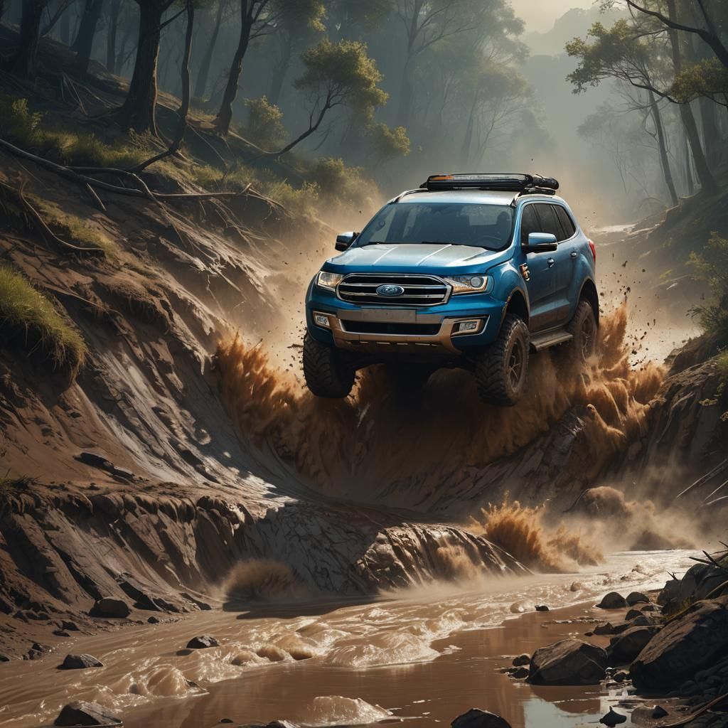 Ford Everest Climbs Muddy Hill: Concept Art