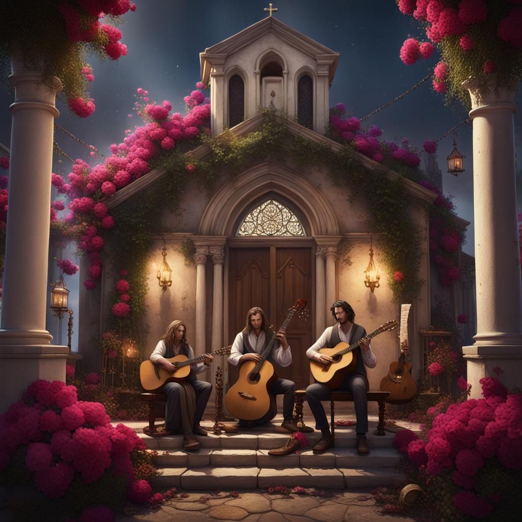 Musicians Find Shelter in Harbor Church: Fantasy Art