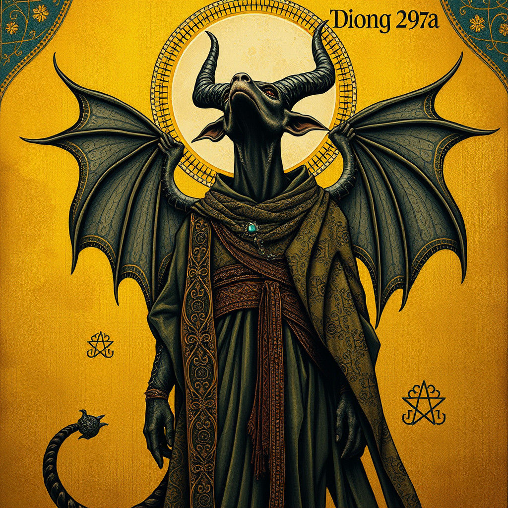 Demon in Klimt-Inspired Art Nouveau Style