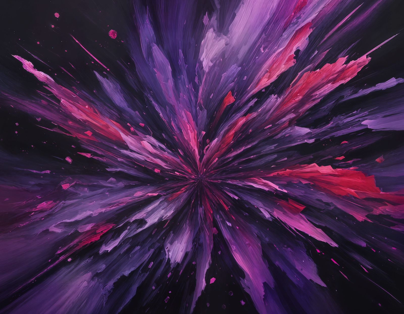 Abstract Lilac and Ruby Painting in Analogous Colors