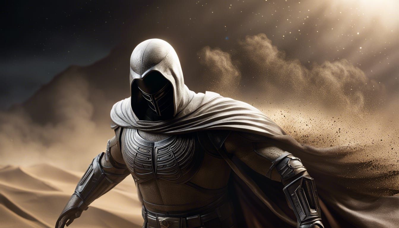 Moon Knight Disintegrating into Volumetric Dust