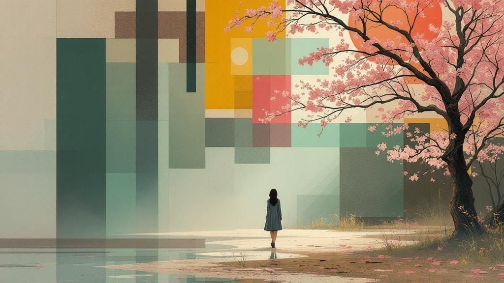 Abstract Pin-Up Fusion with Geometric Patterns