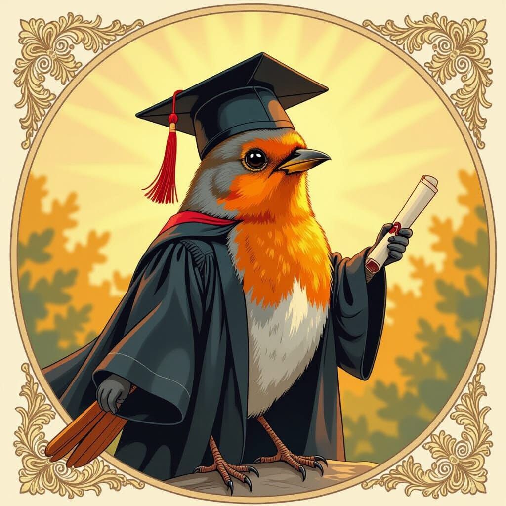 Red Robin Bird Celebrates Graduation in Storybook Style