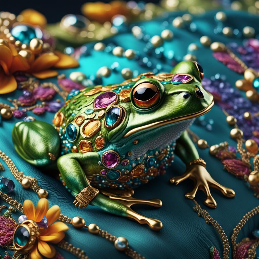 Hyperrealistic Portrait of Frog in Colorful Clothing
