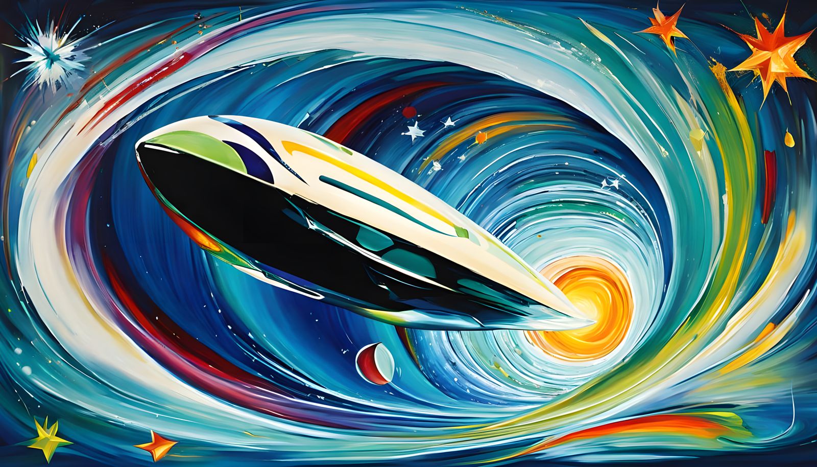 Surreal Vortex of Light and Color in Thick Impasto Oil Paint...