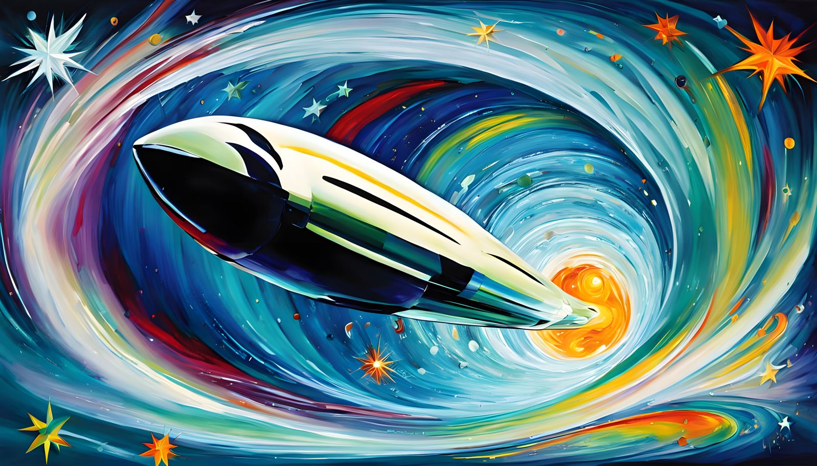 Surreal Cosmic Vortex in Vibrant Impasto Oil Painting