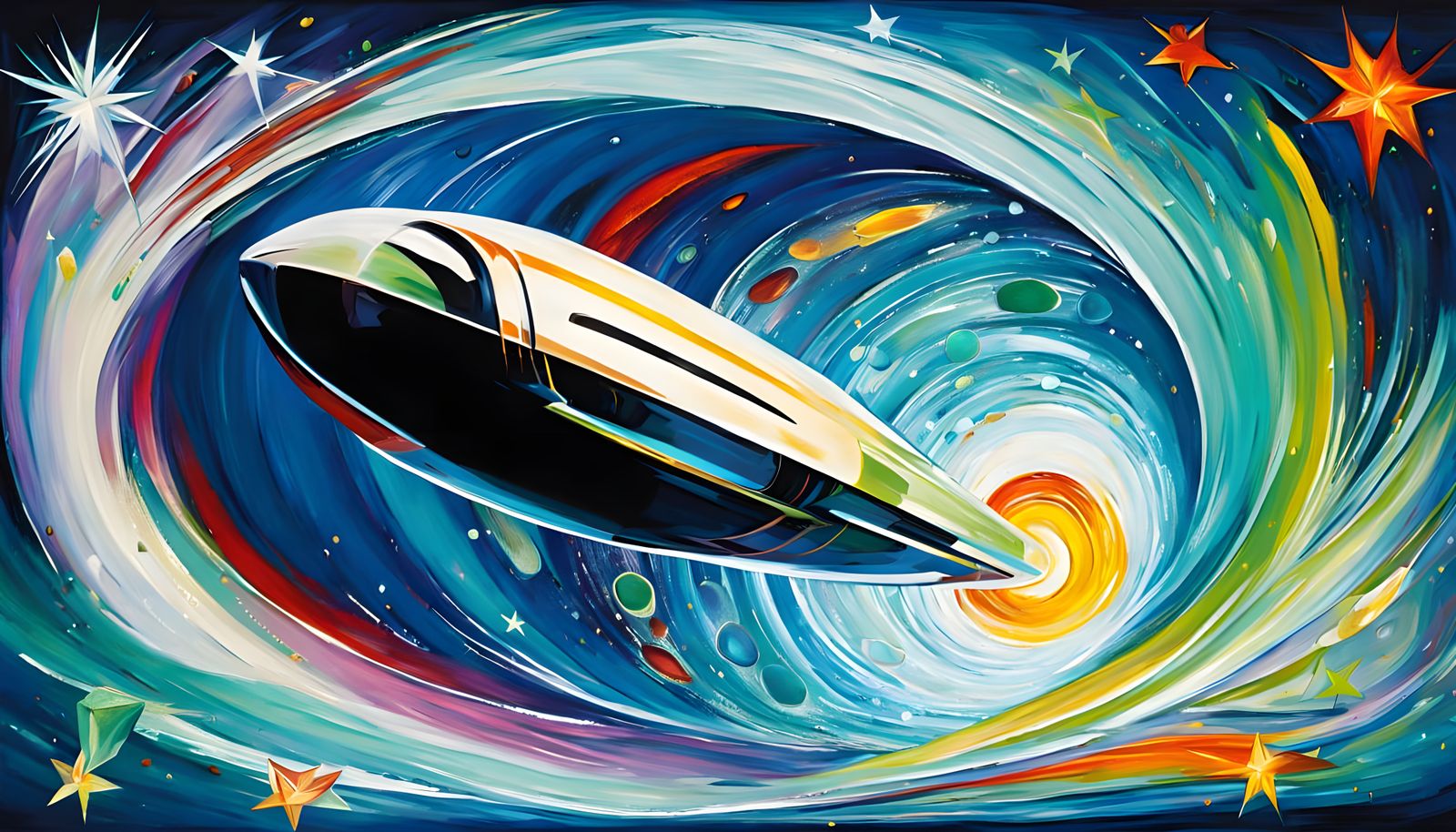 Superluminal Velocity Cylinder in Vivid Painterly Impasto Oi...