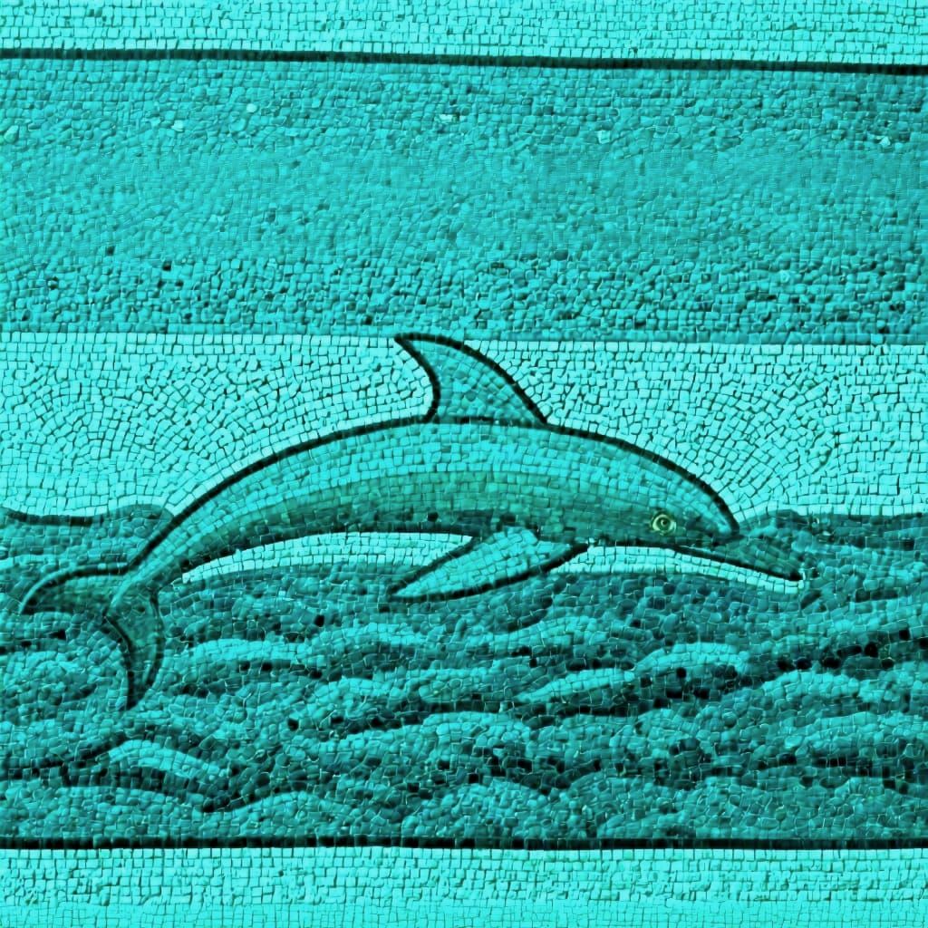 Teal Blue Mosaic with High Contrast