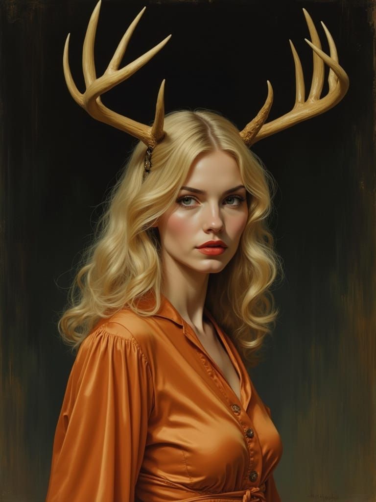 Sultry Femme Fatale in 70s Film Noir Style