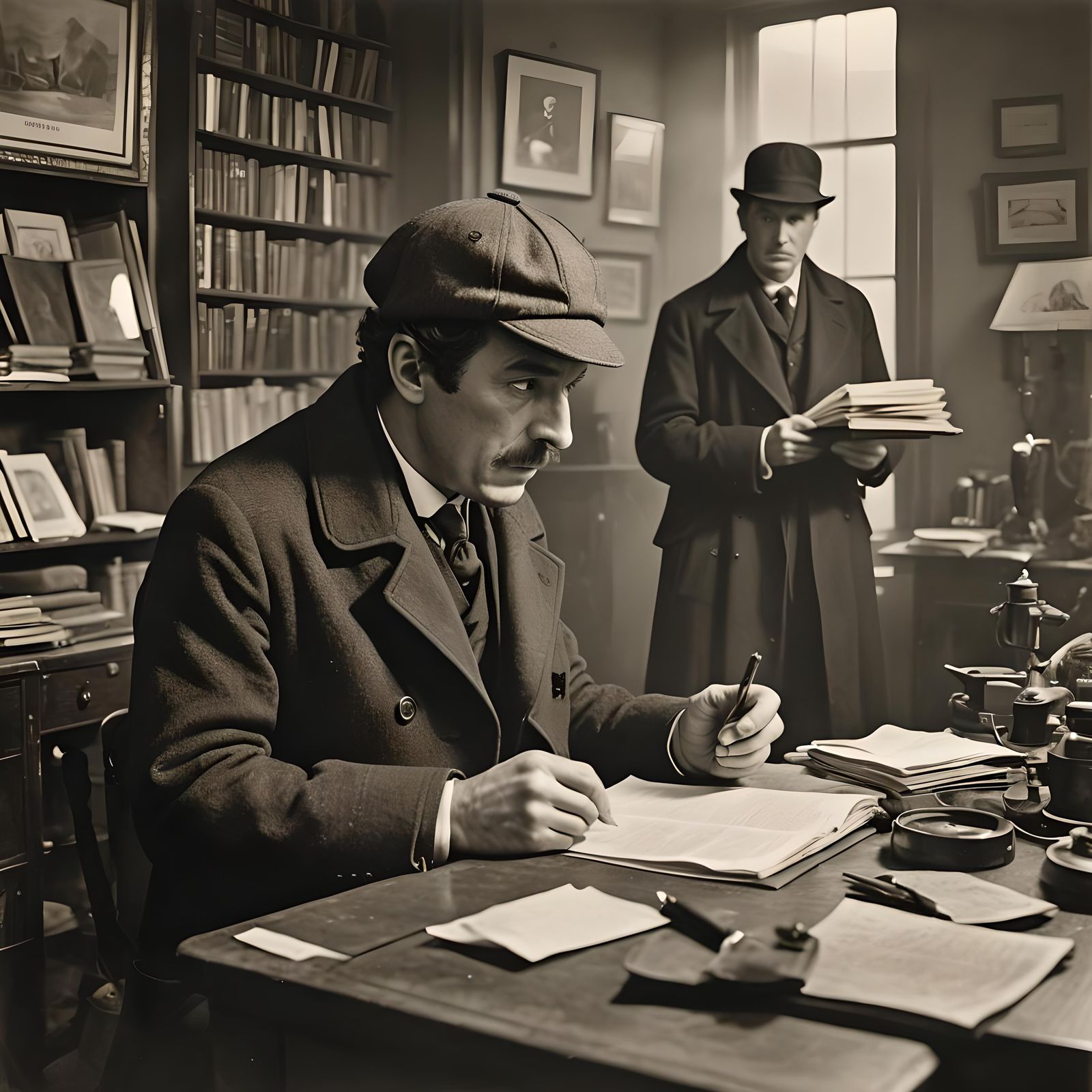 Sherlock Holmes Deep in Thought, Vintage Photography