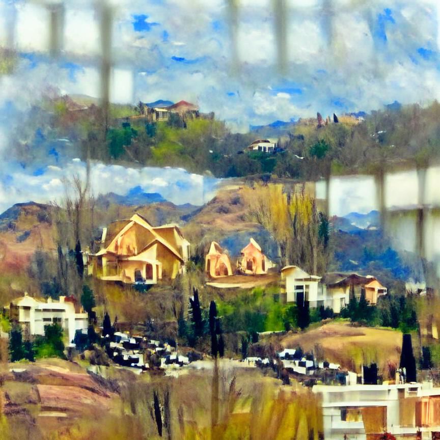 Foothills Mansions Impressionistic Landscape From Window