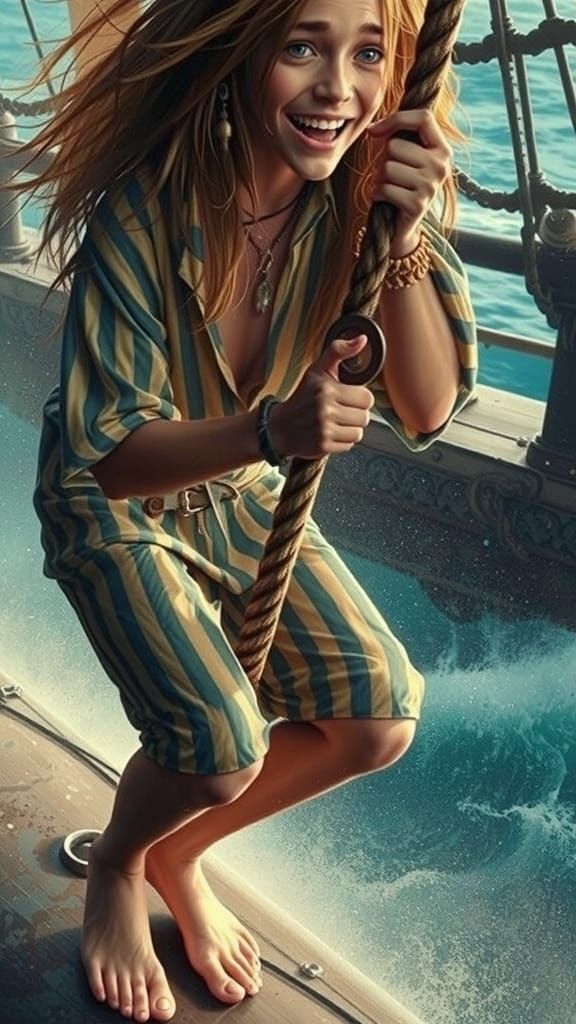 Swashbuckling Pirate in Stormy Seascape