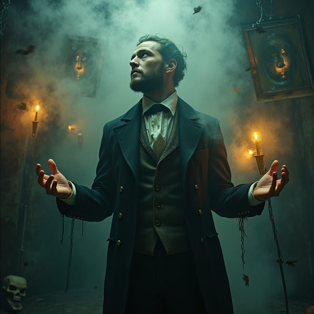 Man Trapped in Mind: Surreal Victorian Scene