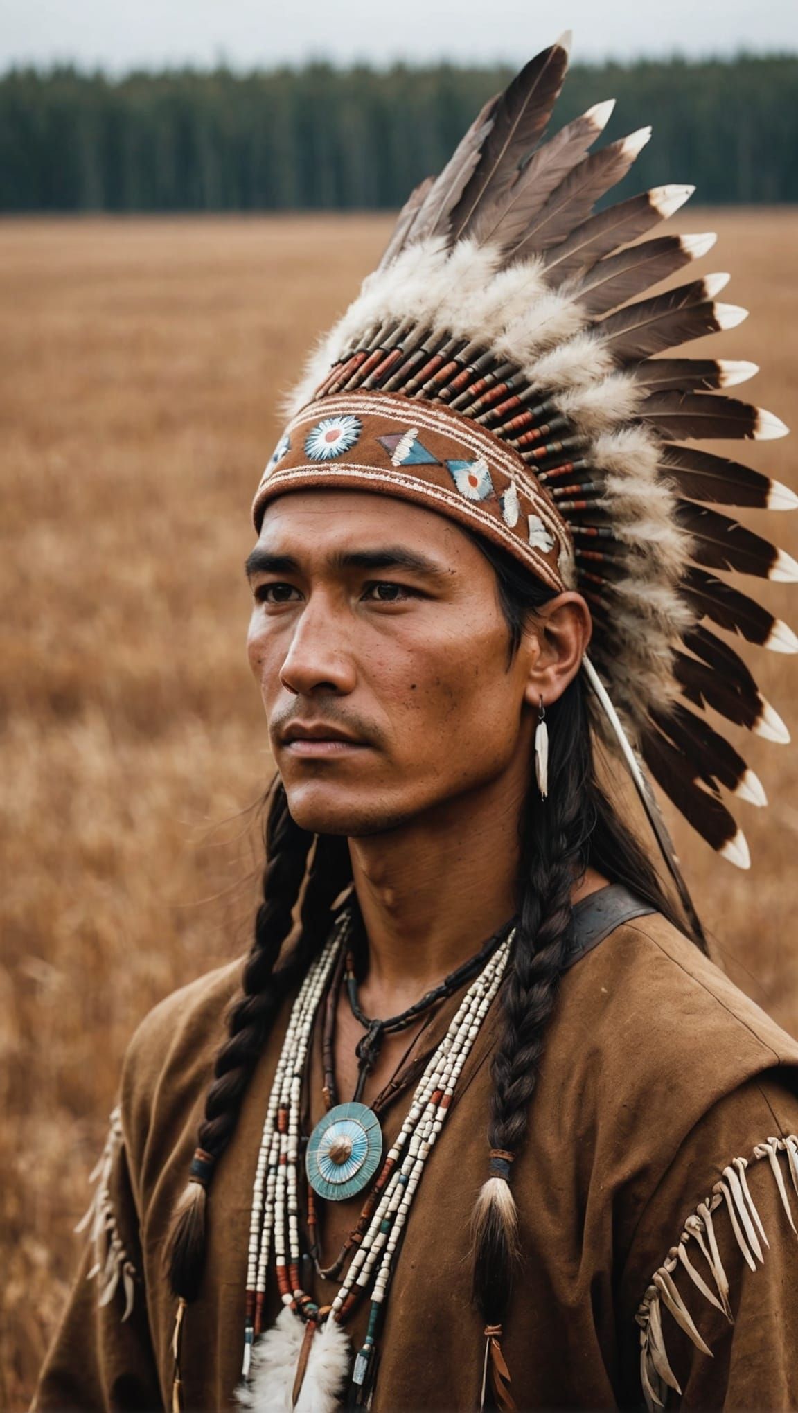 Portrait of Indigenous Canadian Man in Field