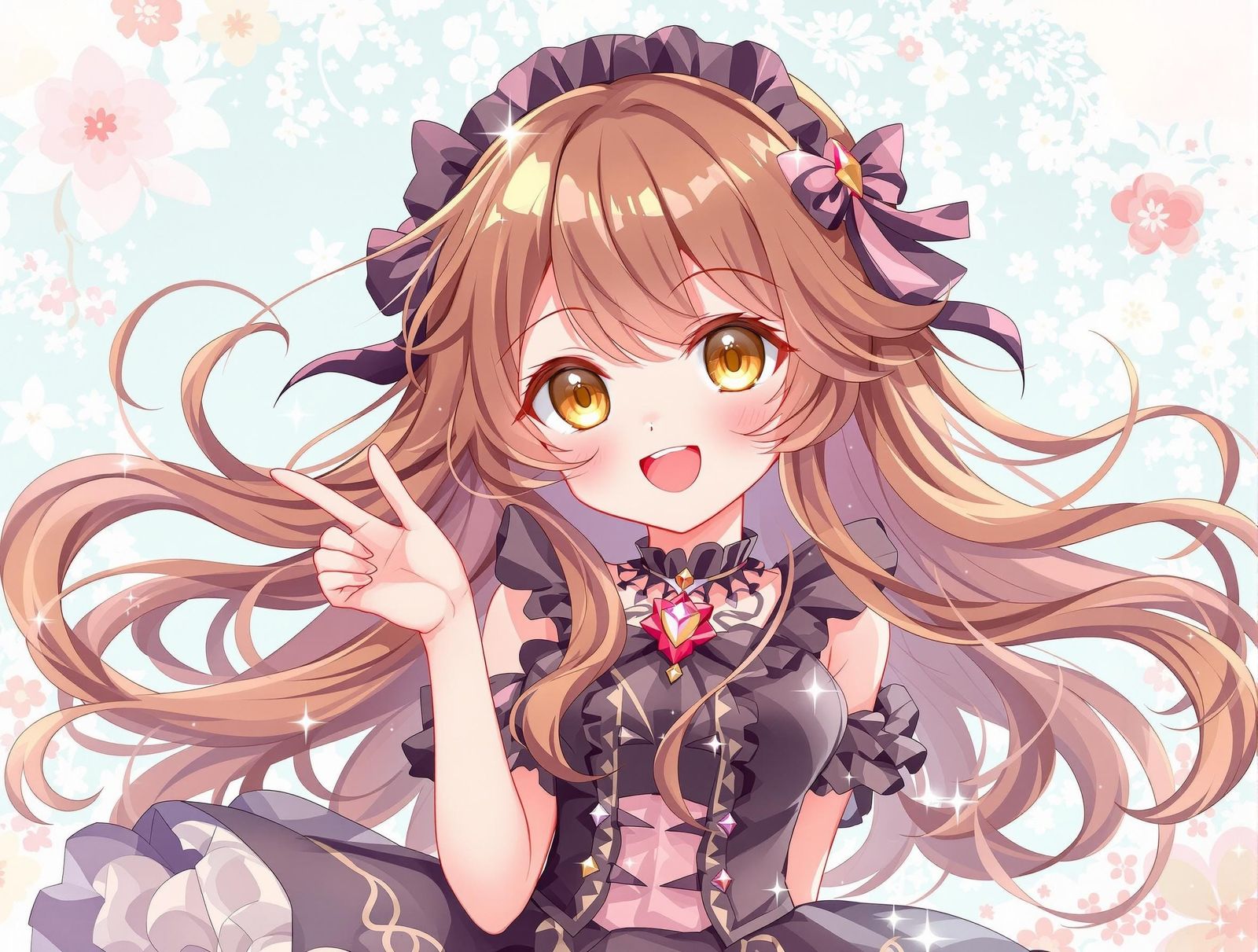 Joyful Anime Girl in Pastel Wonderland