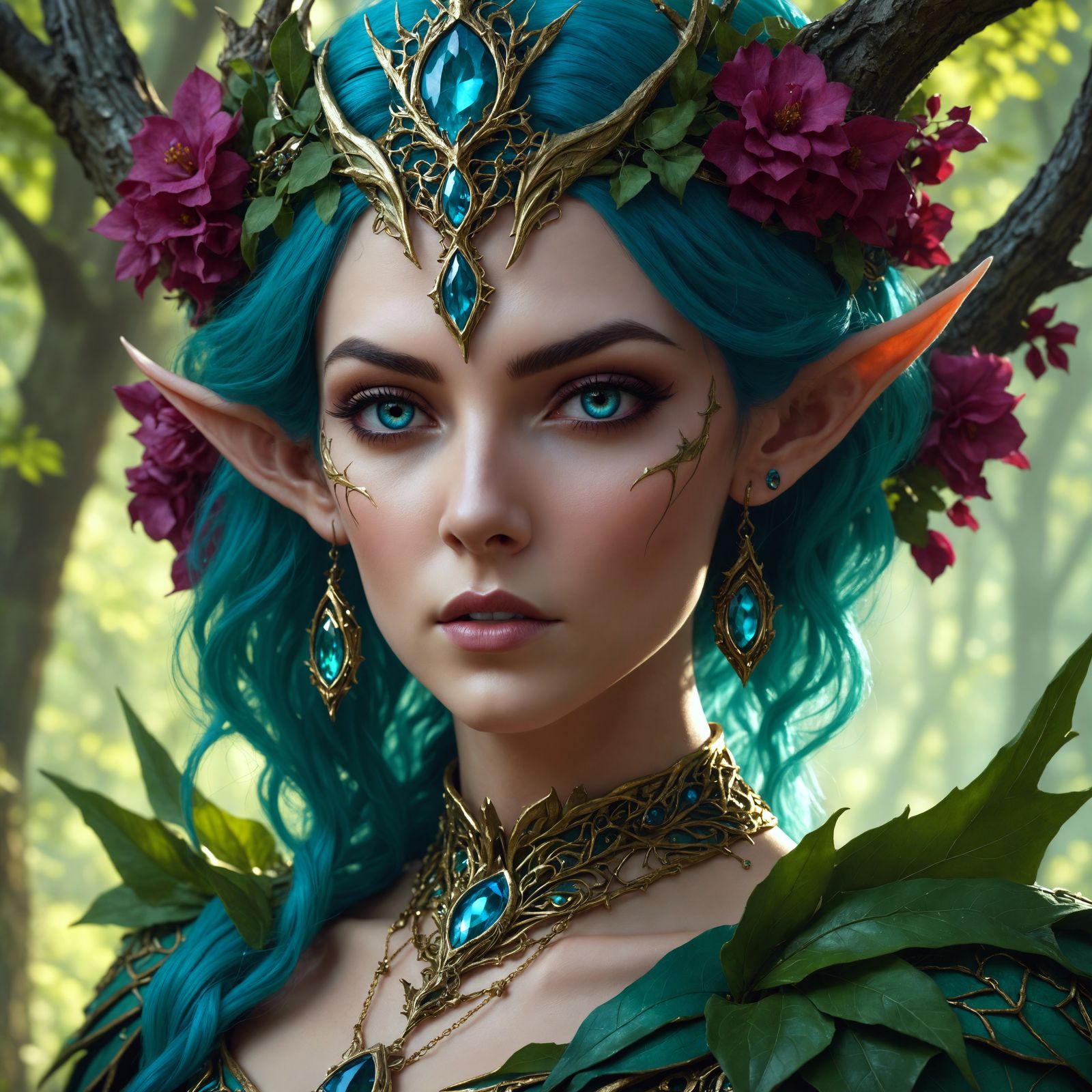 Mysterious Elven Queen in Detailed Fantasy Art