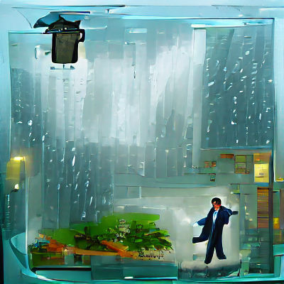 Cyberpunk Cityscape Reflection at Night