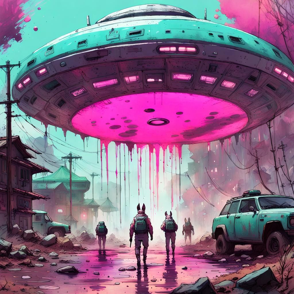 Rabbits Attack UFO: Sci-Fi Speedpaint
