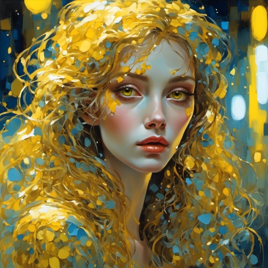 Alluring Metallic Figure in Electric Light