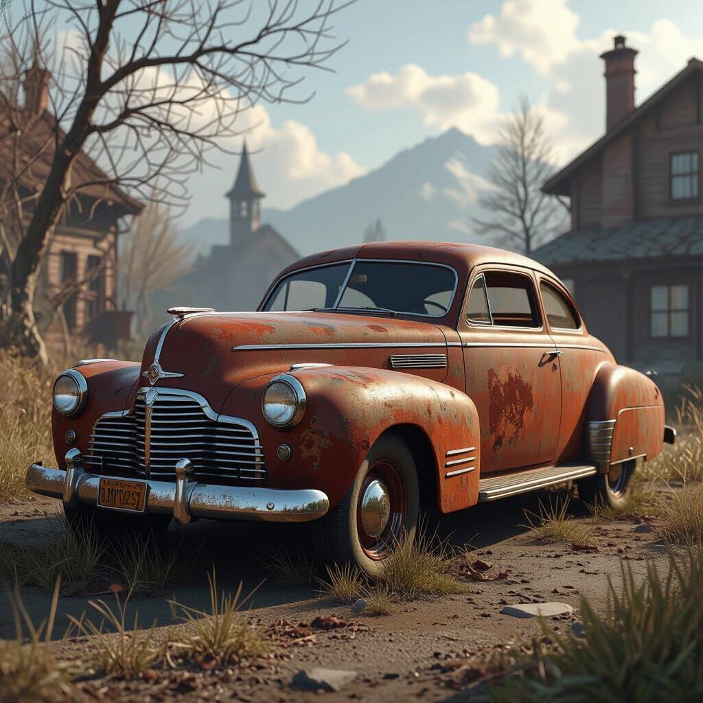 1940s LaSalle series 52 in untouched left outside rather rus...