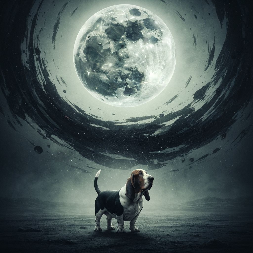 Basset Hound on Alien Planet in Cosmic Nebula