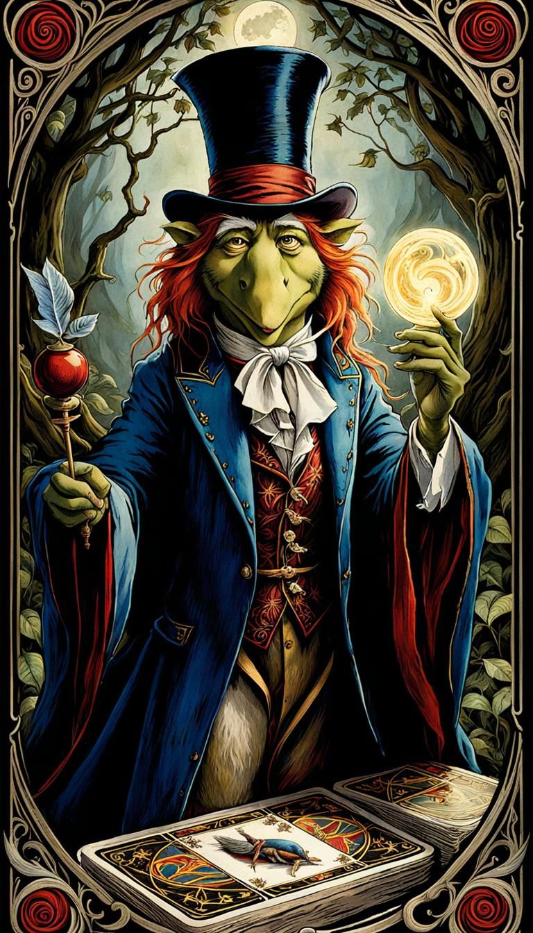 The Magician Tarot Card in Arthur Rackham Style