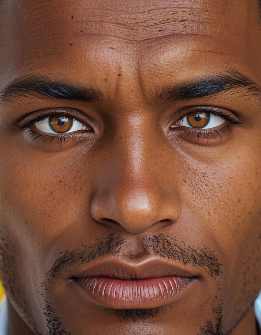 Pop Art Close-Up: Mahogany Man with Brown Eyes