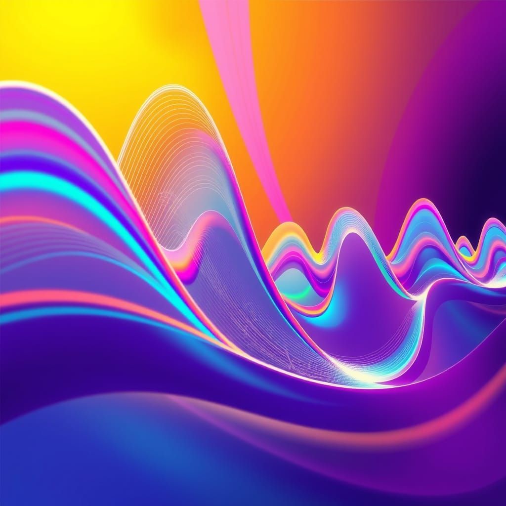 Abstract Sound Waves in Neon Colors